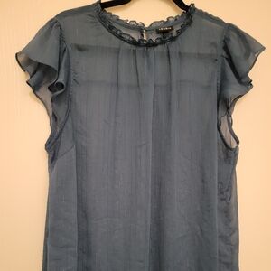 Torrid Gray Flutter Sleeve Ruffled Blouse
